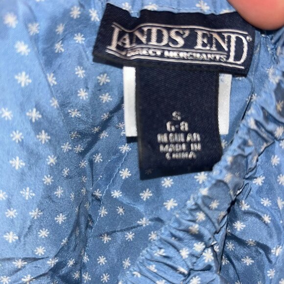 Lands' end powder blue bird sky ski day SILK snowflake print lounge pants S - Picture 5 of 5